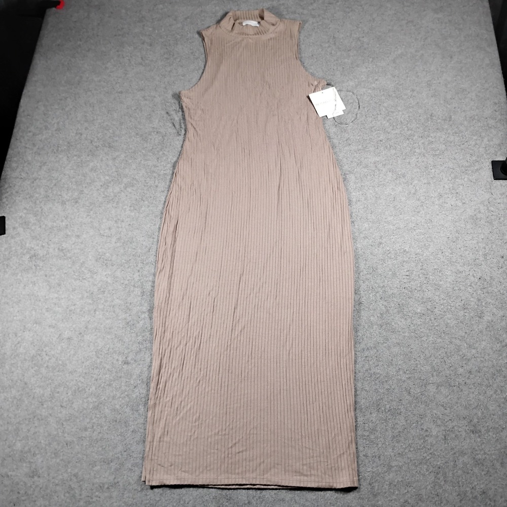 Beyond Yoga Women's Well Traveled Ribbed Mock Neck Tank Midi Dress Size M
